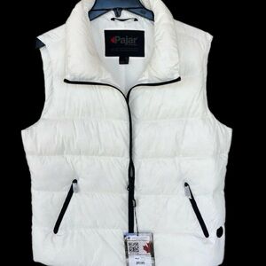 Pajar Canada Women's White Felicity Channel Quilted Puffer FZ Vest Ski LARGE NWT